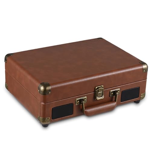 Vintage Record Player BT Phonograph USB -Aufnahmeunterstützung für 7/10/12 -Zoll -Rekorde Turntable Tragbarer Plattenspieler für Musikbegeisterte 3.5 Audioeingabe Pink (Brown) von RASTKY