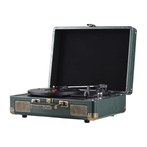 Vintage Record Player BT Phonograph USB -Aufnahmeunterstützung für 7/10/12 -Zoll -Rekorde Turntable Tragbarer Plattenspieler für Musikbegeisterte 3.5 Audioeingabe Pink (Green) von RASTKY