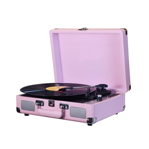 Vintage Record Player BT Phonograph USB -Aufnahmeunterstützung für 7/10/12 -Zoll -Rekorde Turntable Tragbarer Plattenspieler für Musikbegeisterte 3.5 Audioeingabe Pink (PINK) von RASTKY