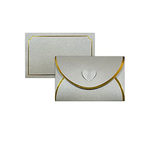 RATRIG 50 Stk Briefumschläge mit Goldrand Business High-End Briefumschlag für Grußkarten, Hochzeit Silber von RATRIG