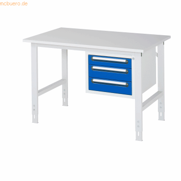 Rau Arbeitstisch 1250x800x760-1080 3xSchub M-Platte 22mm lichtgrau/enz Rau Arbeitstisch 1250x800x760-1080 3xSchub M-Platte 22mm lichtgrau/enz von RAU