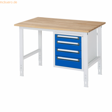 Rau Arbeitstisch 1250x800x760-1080 4xSchub B-Platte 25mm lichtgrau/enz Rau Arbeitstisch 1250x800x760-1080 4xSchub B-Platte 25mm lichtgrau/enz von RAU