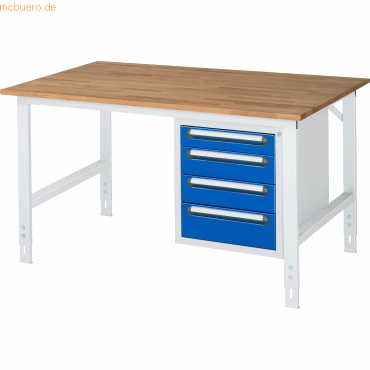 Rau Arbeitstisch 1500x1000x760-1080 4xSchub B-Platte 25mm lichtgrau/en Rau Arbeitstisch 1500x1000x760-1080 4xSchub B-Platte 25mm lichtgrau/en von RAU
