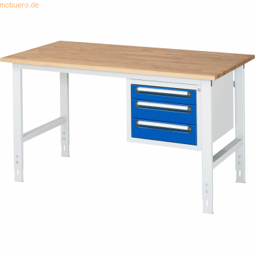 Rau Arbeitstisch 1500x800x760-1080 3xSchub B-Platte 25mm lichtgrau/enz Rau Arbeitstisch 1500x800x760-1080 3xSchub B-Platte 25mm lichtgrau/enz von RAU