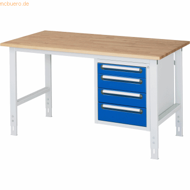 Rau Arbeitstisch 1500x800x760-1080 4xSchub B-Platte 25mm lichtgrau/enz Rau Arbeitstisch 1500x800x760-1080 4xSchub B-Platte 25mm lichtgrau/enz von RAU