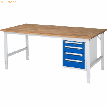 Rau Arbeitstisch 2000x1000x760-1080 4xSchub B-Platte 25mm lichtgrau/en Rau Arbeitstisch 2000x1000x760-1080 4xSchub B-Platte 25mm lichtgrau/en von RAU