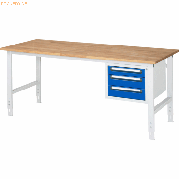 Rau Arbeitstisch 2000x800x760-1080 3xSchub B-Platte 25mm lichtgrau/enz Rau Arbeitstisch 2000x800x760-1080 3xSchub B-Platte 25mm lichtgrau/enz von RAU
