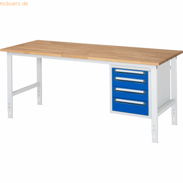 Rau Arbeitstisch 2000x800x760-1080 4xSchub B-Platte 25mm lichtgrau/enz Rau Arbeitstisch 2000x800x760-1080 4xSchub B-Platte 25mm lichtgrau/enz von RAU