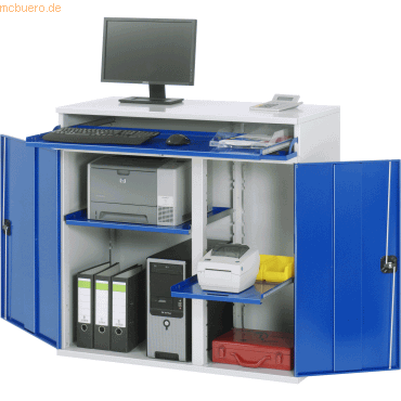 Rau Computerschrank 1100x520x1060mm stationär lichtgrau/enzianblau Rau Computerschrank 1100x520x1060mm stationär lichtgrau/enzianblau von RAU