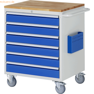 Rau Montagewagen 770x650x975mm 6xSchub-TA Top 25mm lichtgrau/enzianbla Rau Montagewagen 770x650x975mm 6xSchub-TA Top 25mm lichtgrau/enzianbla von RAU