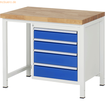 Rau Werkbank 1000x700x840-1040mm 4xSchublade-TA lichtgrau/enzianblau Rau Werkbank 1000x700x840-1040mm 4xSchublade-TA lichtgrau/enzianblau von RAU