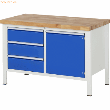 Rau Werkbank 1250x700x840-1040mm 3xSchublade-TA 1xTür lichtgrau/enzian Rau Werkbank 1250x700x840-1040mm 3xSchublade-TA 1xTür lichtgrau/enzian von RAU