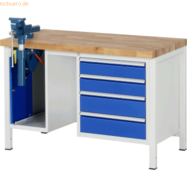 Rau Werkbank 1250x700x840-1040mm 4xSchublade-TA SSKL lichtgrau/enzianb Rau Werkbank 1250x700x840-1040mm 4xSchublade-TA SSKL lichtgrau/enzianb von RAU
