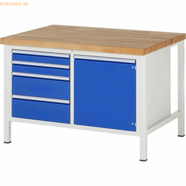 Rau Werkbank 1250x900x840-1040mm 4xSchublade-TA 1xTür lichtgrau/enzian Rau Werkbank 1250x900x840-1040mm 4xSchublade-TA 1xTür lichtgrau/enzian von RAU
