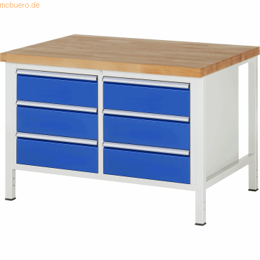 Rau Werkbank 1250x900x840-1040mm 6xSchublade-TA lichtgrau/enzianblau Rau Werkbank 1250x900x840-1040mm 6xSchublade-TA lichtgrau/enzianblau von RAU