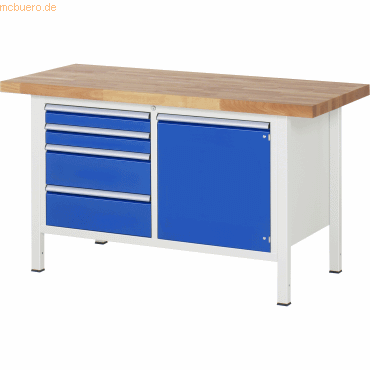 Rau Werkbank 1500x700x840-1040mm 4xSchublade-TA 1xTür lichtgrau/enzian Rau Werkbank 1500x700x840-1040mm 4xSchublade-TA 1xTür lichtgrau/enzian von RAU