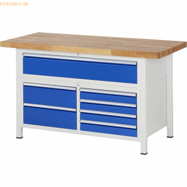 Rau Werkbank 1500x700x840-1040mm 7xSchublade-TA lichtgrau/enzianblau Rau Werkbank 1500x700x840-1040mm 7xSchublade-TA lichtgrau/enzianblau von RAU