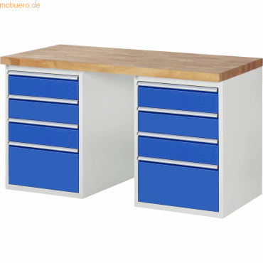 Rau Werkbank 1500x700x890mm 8xSchublade-TA lichtgrau/enzianblau Rau Werkbank 1500x700x890mm 8xSchublade-TA lichtgrau/enzianblau von RAU