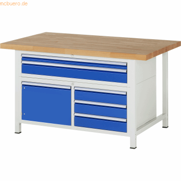 Rau Werkbank 1500x900x840-1040mm 5xSchublade-TA 1xTür lichtgrau/enzian Rau Werkbank 1500x900x840-1040mm 5xSchublade-TA 1xTür lichtgrau/enzian von RAU