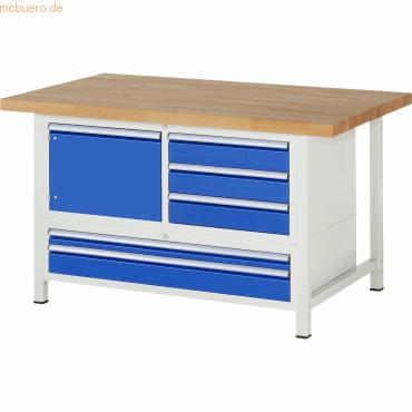 Rau Werkbank 1500x900x840-1040mm 5xSchublade-TA 1xTür lichtgrau/enzian Rau Werkbank 1500x900x840-1040mm 5xSchublade-TA 1xTür lichtgrau/enzian von RAU