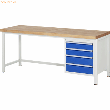 Rau Werkbank 2000x700x840-1040mm 4xSchublade-TA lichtgrau/enzianblau Rau Werkbank 2000x700x840-1040mm 4xSchublade-TA lichtgrau/enzianblau von RAU