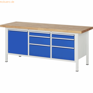 Rau Werkbank 2000x700x840-1040mm 6xSchublade-TA 1xTür lichtgrau/enzian Rau Werkbank 2000x700x840-1040mm 6xSchublade-TA 1xTür lichtgrau/enzian von RAU