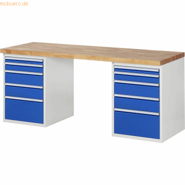 Rau Werkbank 2000x700x890mm 10xSchublade-TA lichtgrau/enzianblau Rau Werkbank 2000x700x890mm 10xSchublade-TA lichtgrau/enzianblau von RAU