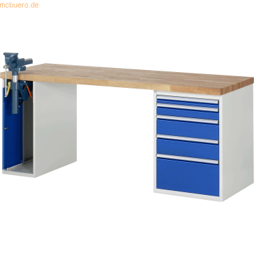Rau Werkbank 2000x700x890mm 5xSchublade-TA 1xSSKL lichtgrau/enzianblau Rau Werkbank 2000x700x890mm 5xSchublade-TA 1xSSKL lichtgrau/enzianblau von RAU