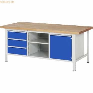 Rau Werkbank 2000x900x840-1040mm 3xSchublade-TA 1xTür lichtgrau/enzian Rau Werkbank 2000x900x840-1040mm 3xSchublade-TA 1xTür lichtgrau/enzian von RAU