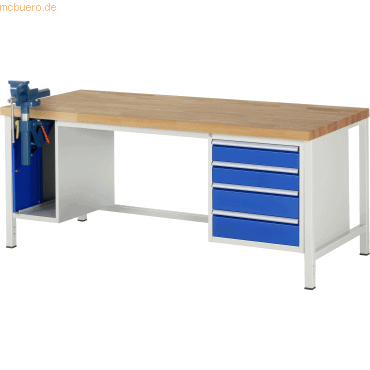 Rau Werkbank 2000x900x840-1040mm 4xSchublade-TA SSKL lichtgrau/enzianb Rau Werkbank 2000x900x840-1040mm 4xSchublade-TA SSKL lichtgrau/enzianb von RAU