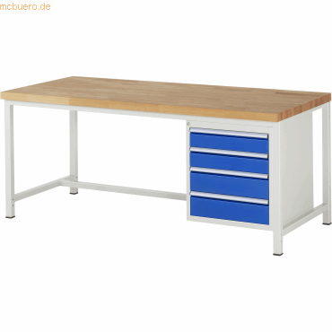 Rau Werkbank 2000x900x840-1040mm 4xSchublade-TA lichtgrau/enzianblau Rau Werkbank 2000x900x840-1040mm 4xSchublade-TA lichtgrau/enzianblau von RAU