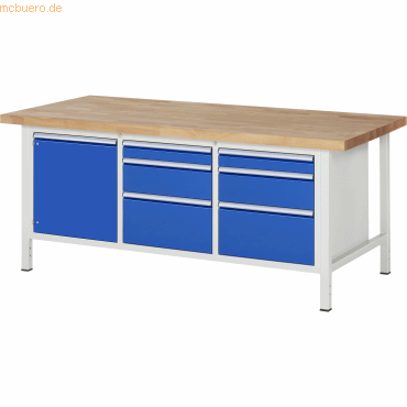 Rau Werkbank 2000x900x840-1040mm 6xSchublade-TA 1xTür lichtgrau/enzian Rau Werkbank 2000x900x840-1040mm 6xSchublade-TA 1xTür lichtgrau/enzian von RAU