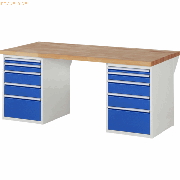 Rau Werkbank 2000x900x890mm 10xSchublade-TA lichtgrau/enzianblau Rau Werkbank 2000x900x890mm 10xSchublade-TA lichtgrau/enzianblau von RAU