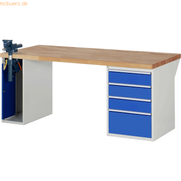 Rau Werkbank 2000x900x890mm 4xSchublade-TA 1xSSKL lichtgrau/enzianblau Rau Werkbank 2000x900x890mm 4xSchublade-TA 1xSSKL lichtgrau/enzianblau von RAU