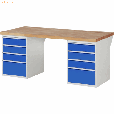 Rau Werkbank 2000x900x890mm 8xSchublade-TA lichtgrau/enzianblau Rau Werkbank 2000x900x890mm 8xSchublade-TA lichtgrau/enzianblau von RAU