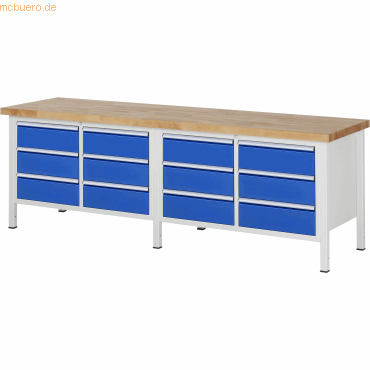 Rau Werkbank 2500x700x840-1040mm 12xSchublade-TA lichtgrau/enzianblau Rau Werkbank 2500x700x840-1040mm 12xSchublade-TA lichtgrau/enzianblau von RAU