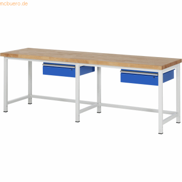 Rau Werkbank 2500x700x840-1040mm 2xSchublade-TA lichtgrau/enzianblau Rau Werkbank 2500x700x840-1040mm 2xSchublade-TA lichtgrau/enzianblau von RAU