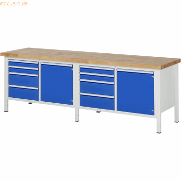 Rau Werkbank 2500x700x840-1040mm 8xSchublade-TA 2xTür lichtgrau/enzian Rau Werkbank 2500x700x840-1040mm 8xSchublade-TA 2xTür lichtgrau/enzian von RAU