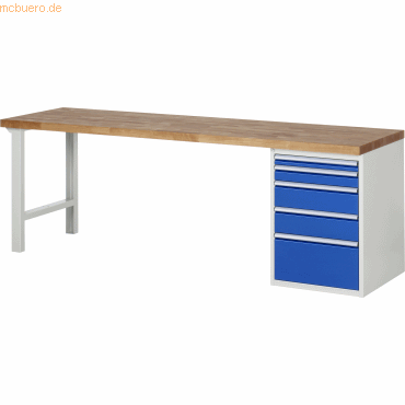 Rau Werkbank 2500x700x890mm 5xSchublade-TA lichtgrau/enzianblau von RAU