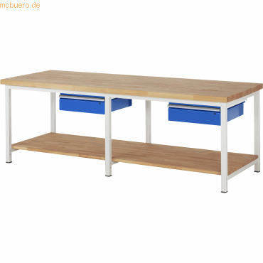 Rau Werkbank 2500x900x840-1040mm 2xSchublade-TA lichtgrau/enzianblau Rau Werkbank 2500x900x840-1040mm 2xSchublade-TA lichtgrau/enzianblau von RAU