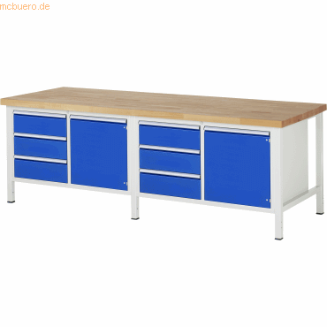 Rau Werkbank 2500x900x840-1040mm 6xSchublade-TA 2xTür lichtgrau/enzian Rau Werkbank 2500x900x840-1040mm 6xSchublade-TA 2xTür lichtgrau/enzian von RAU