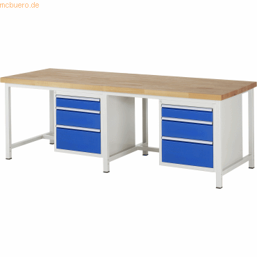 Rau Werkbank 2500x900x840-1040mm 6xSchublade-TA lichtgrau/enzianblau Rau Werkbank 2500x900x840-1040mm 6xSchublade-TA lichtgrau/enzianblau von RAU