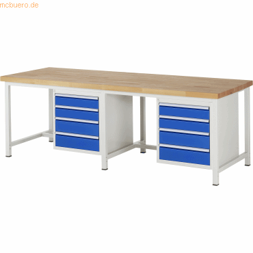 Rau Werkbank 2500x900x840-1040mm 8xSchublade-TA lichtgrau/enzianblau Rau Werkbank 2500x900x840-1040mm 8xSchublade-TA lichtgrau/enzianblau von RAU