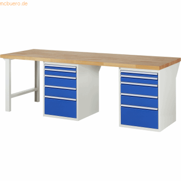Rau Werkbank 2500x900x890mm 10xSchublade-TA lichtgrau/enzianblau Rau Werkbank 2500x900x890mm 10xSchublade-TA lichtgrau/enzianblau von RAU