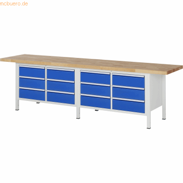 Rau Werkbank 3000x700x840-1040mm 12xSchublade-TA lichtgrau/enzianblau Rau Werkbank 3000x700x840-1040mm 12xSchublade-TA lichtgrau/enzianblau von RAU
