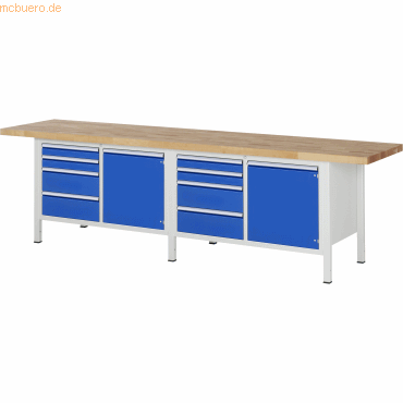 Rau Werkbank 3000x700x840-1040mm 8xSchublade-TA 2xTür lichtgrau/enzian Rau Werkbank 3000x700x840-1040mm 8xSchublade-TA 2xTür lichtgrau/enzian von RAU