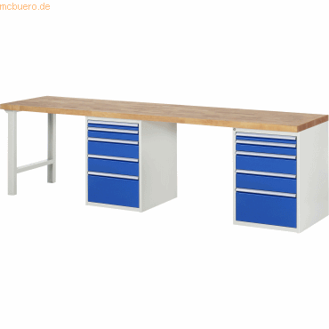 Rau Werkbank 3000x700x890mm 10xSchublade-TA lichtgrau/enzianblau von RAU