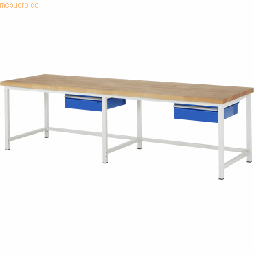 Rau Werkbank 3000x900x840-1040mm 2xSchublade-TA lichtgrau/enzianblau Rau Werkbank 3000x900x840-1040mm 2xSchublade-TA lichtgrau/enzianblau von RAU