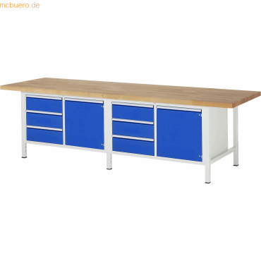 Rau Werkbank 3000x900x840-1040mm 6xSchublade-TA 2xTür lichtgrau/enzian Rau Werkbank 3000x900x840-1040mm 6xSchublade-TA 2xTür lichtgrau/enzian von RAU