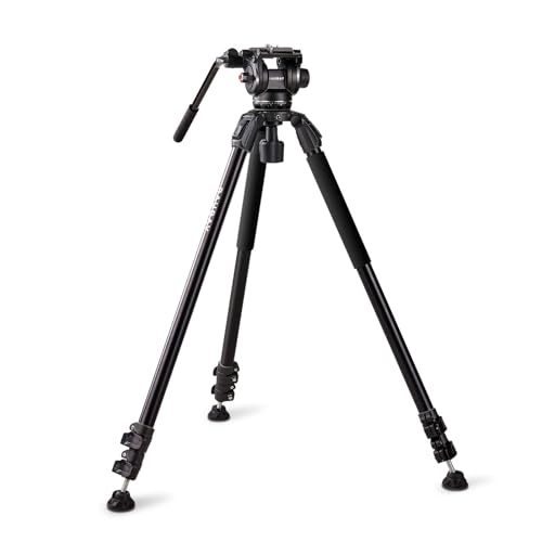 RAUBAY Videokamera-Stativ, 180 cm (70 Zoll), robuster Ständer mit 360°-Schwenk- und schwimmend gelagerter 165°-Neigungskopf, 75-mm-Schalenbasis, Aluminium-Einzelrohrbeine, QR-Platte, max. Traglast 8 von RAUBAY